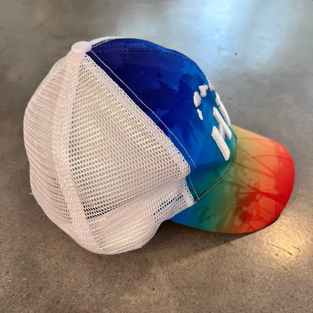 Happy Shirts Hawaii island rainbow ombre vacation cap gender neutral cap hat